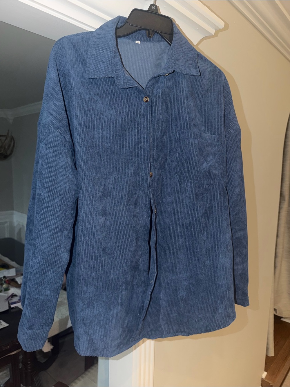 Green & Blue Corduroy Button-Up Jacket
